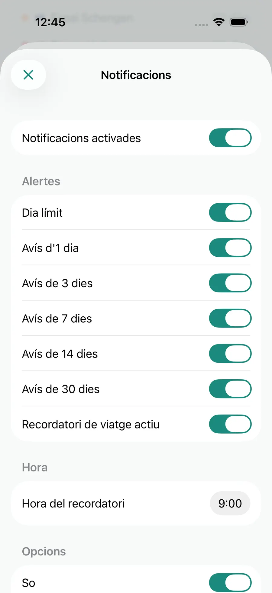 Tax Days notification settings screen