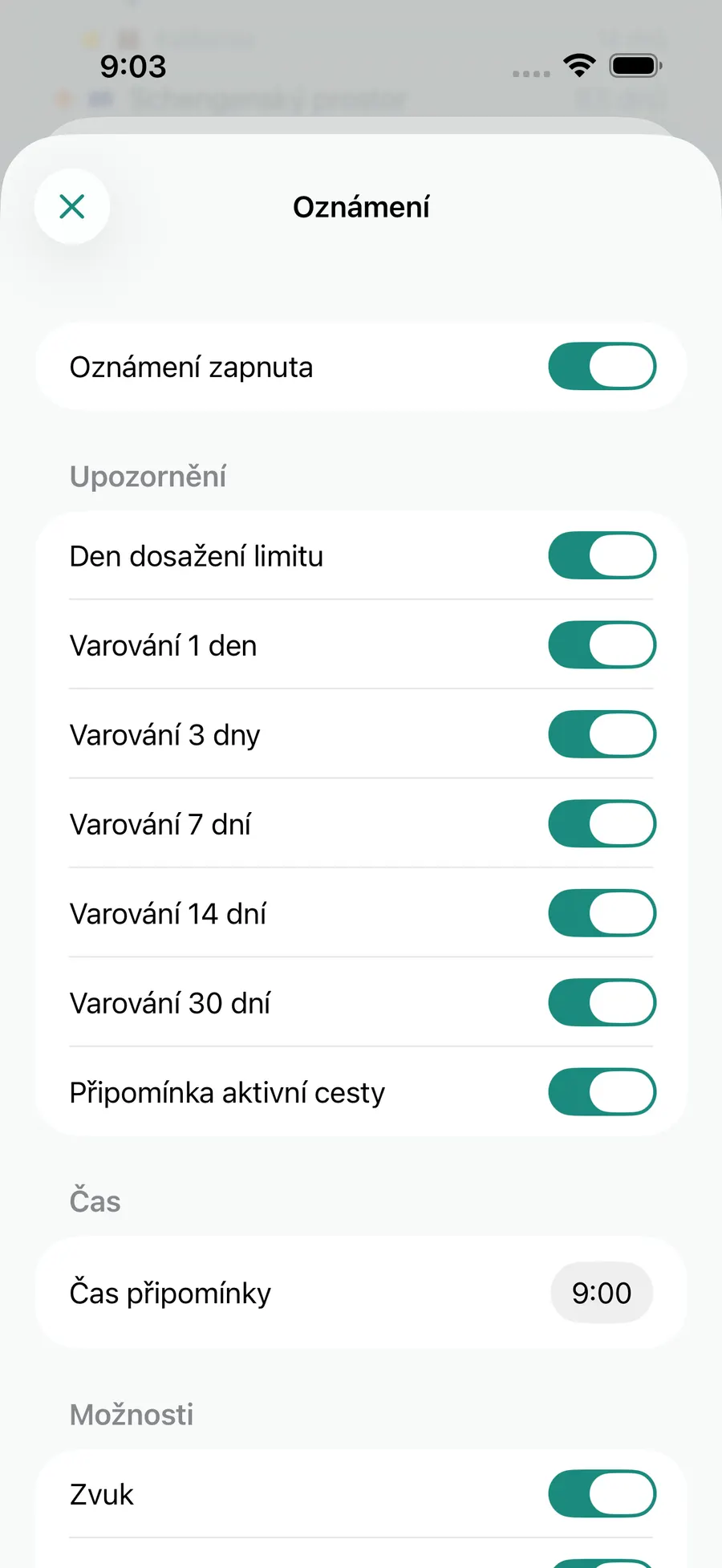 Tax Days notification settings screen