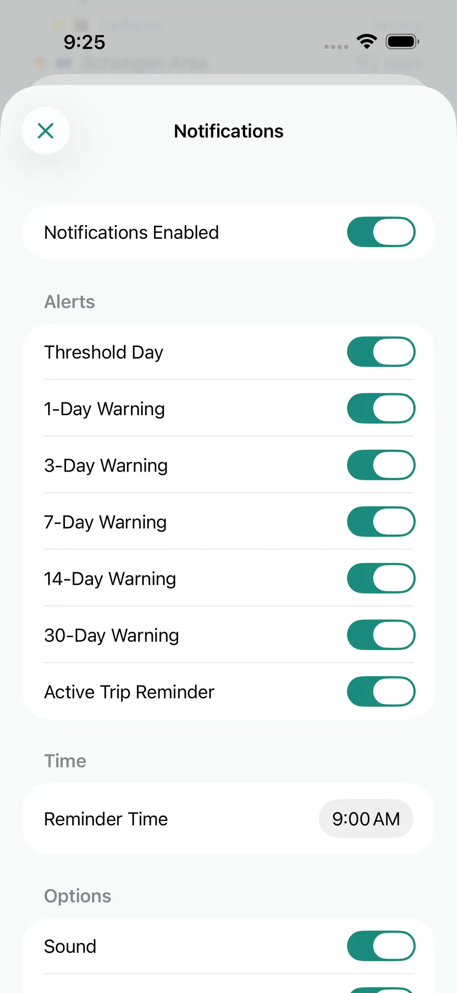 Tax Days notification settings screen