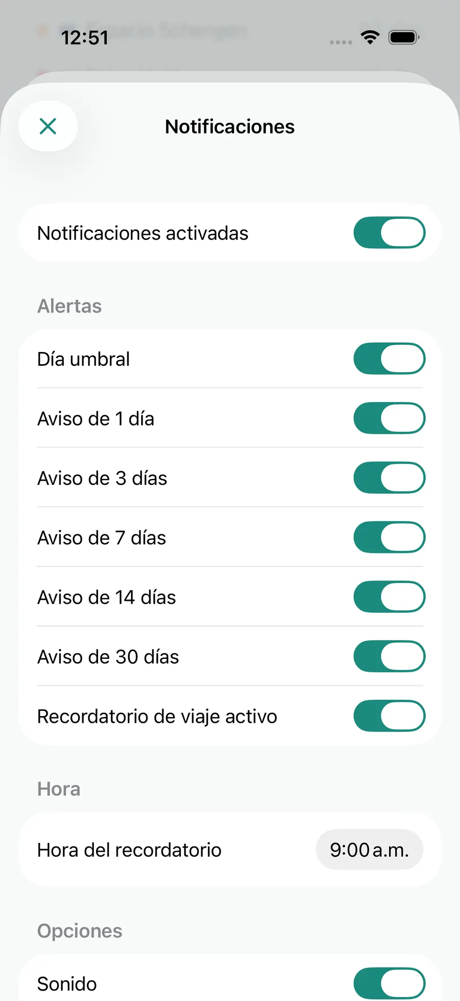 Tax Days notification settings screen