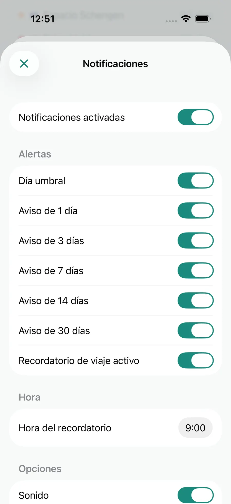 Tax Days notification settings screen