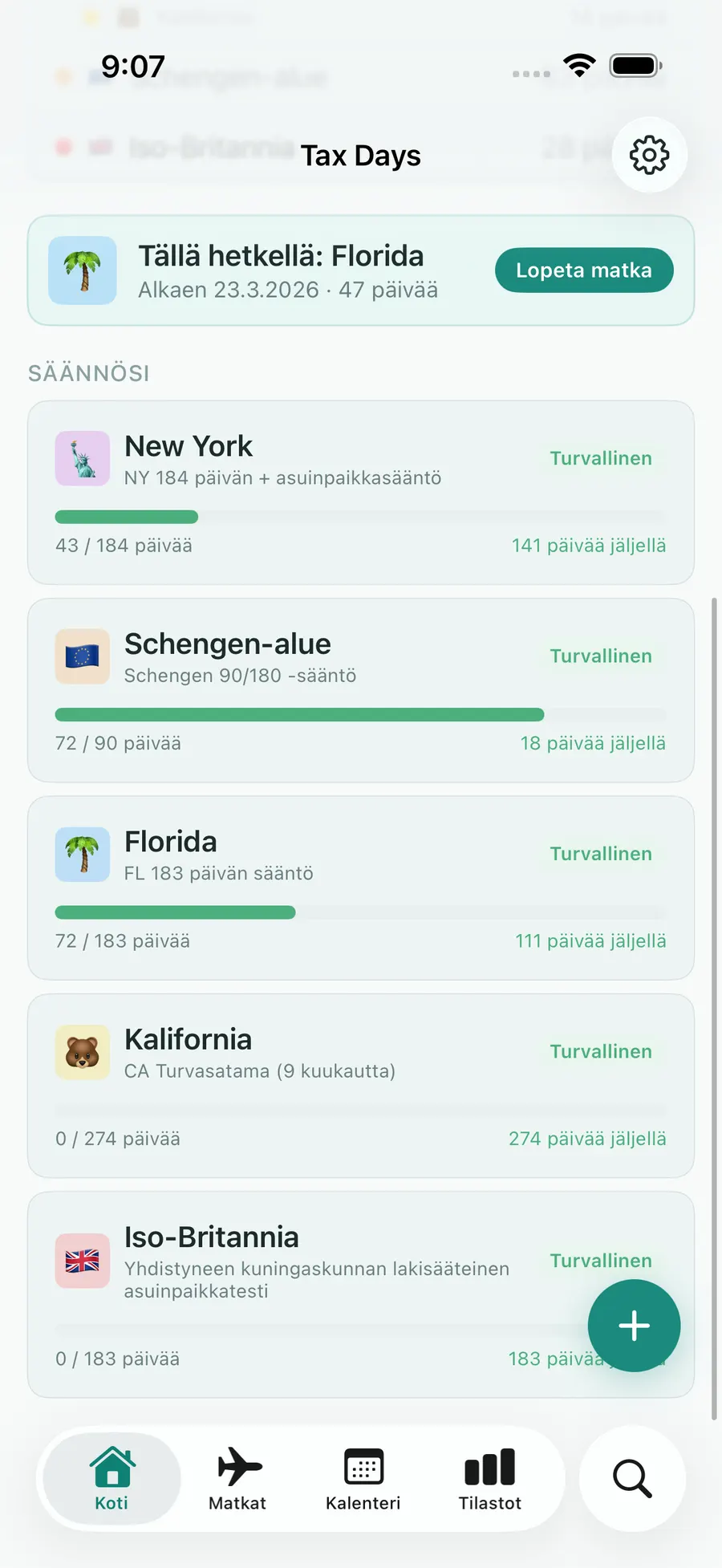Tax Days dashboard with rule progress bars for multiple jurisdictions