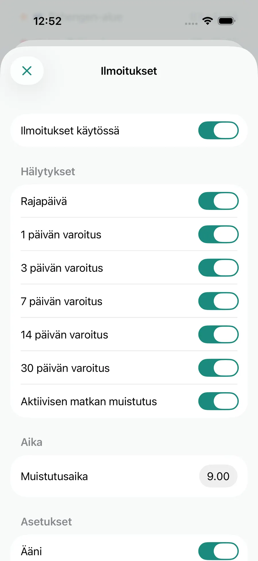 Tax Days notification settings screen