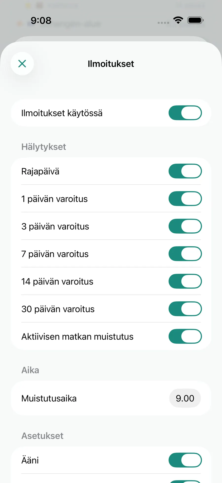 Tax Days notification settings screen