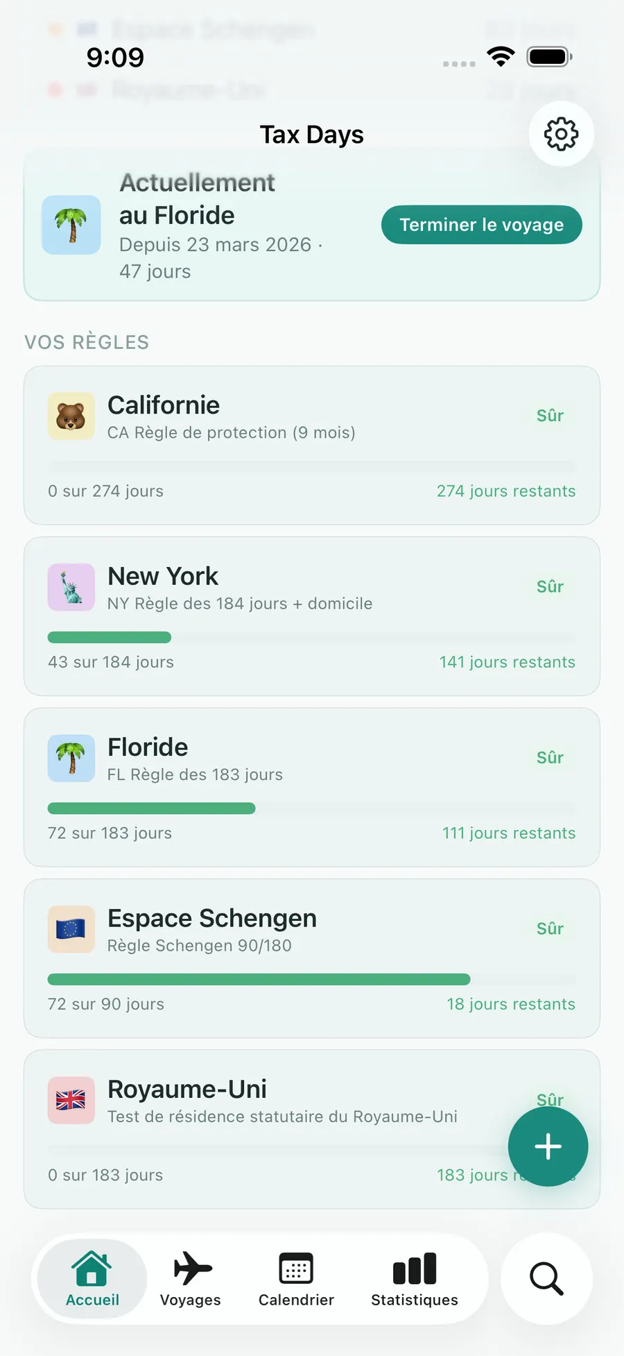 Tax Days dashboard with rule progress bars for multiple jurisdictions