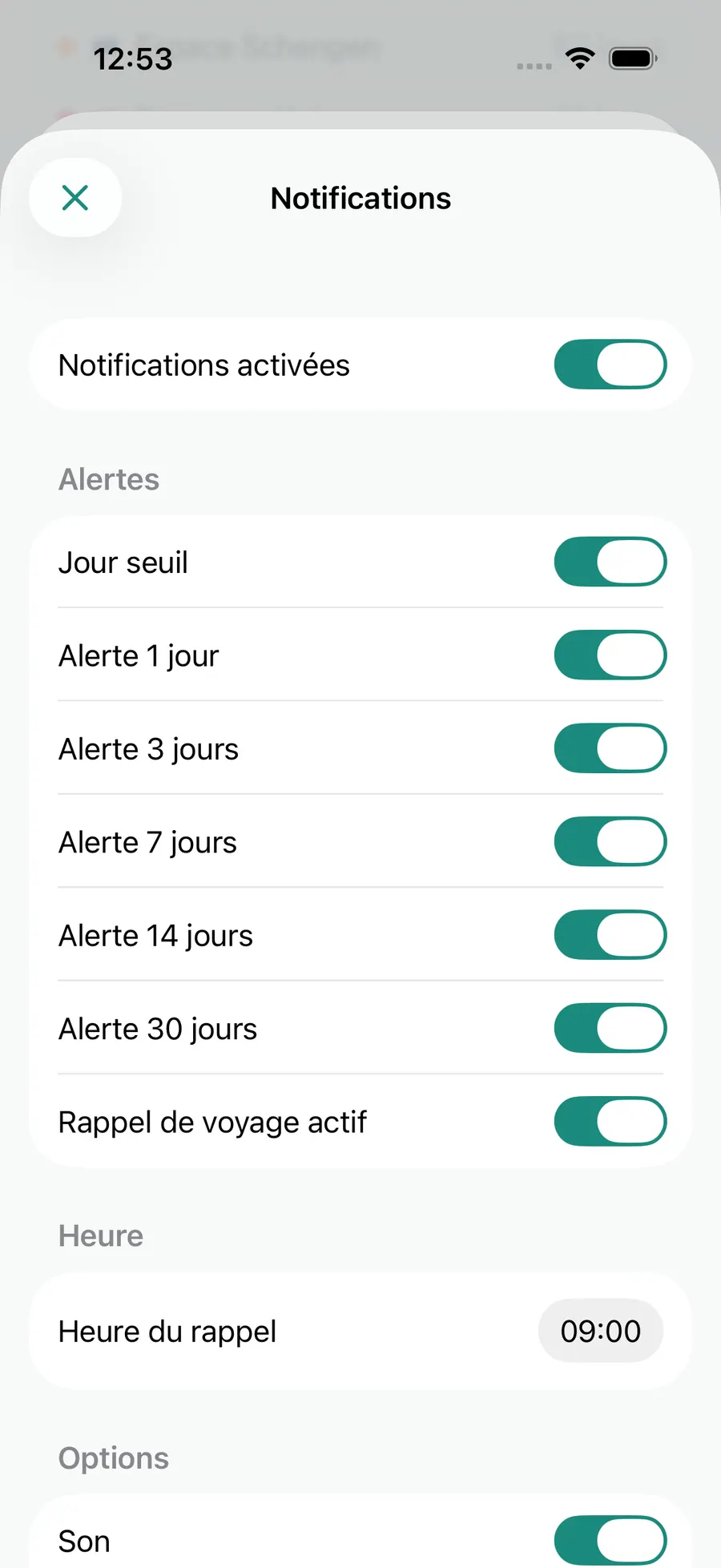 Tax Days notification settings screen
