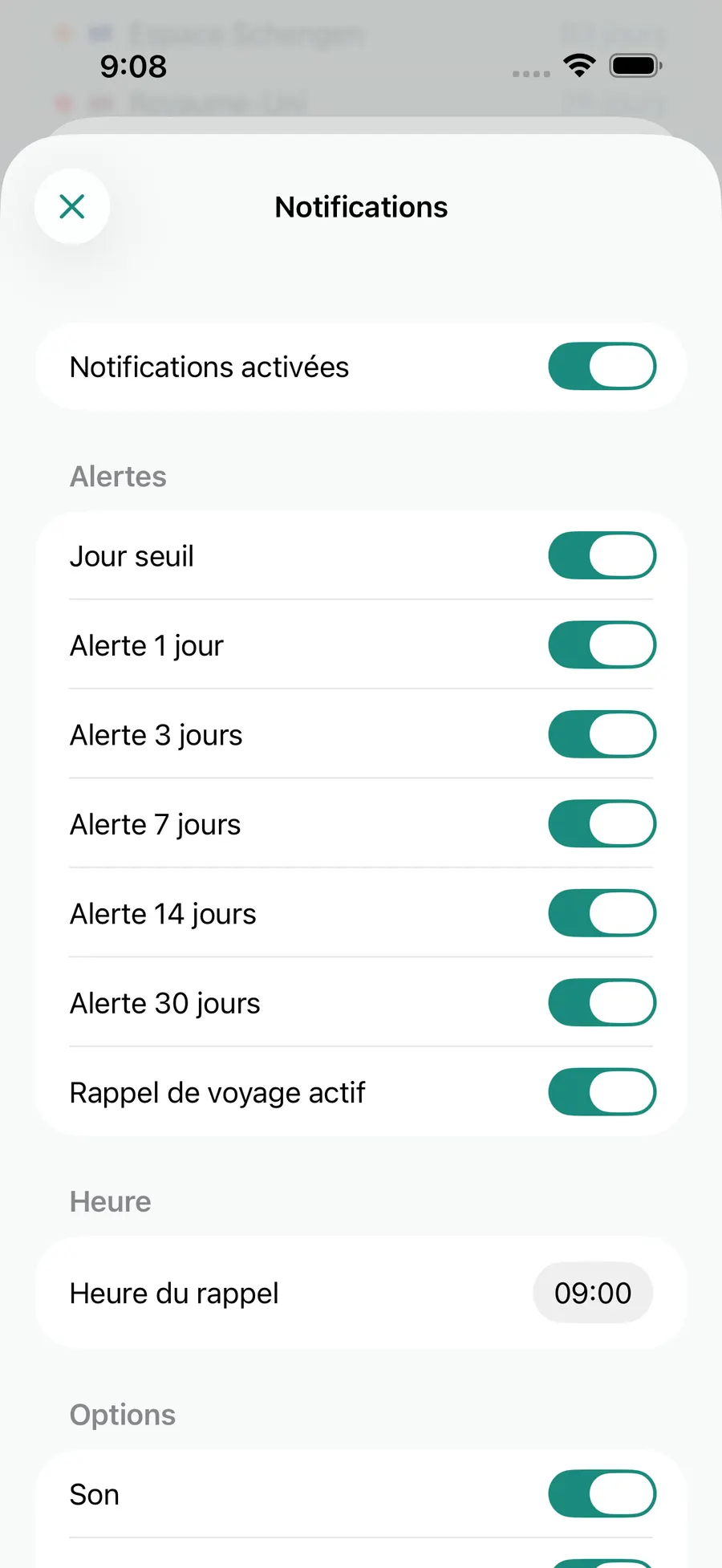 Tax Days notification settings screen