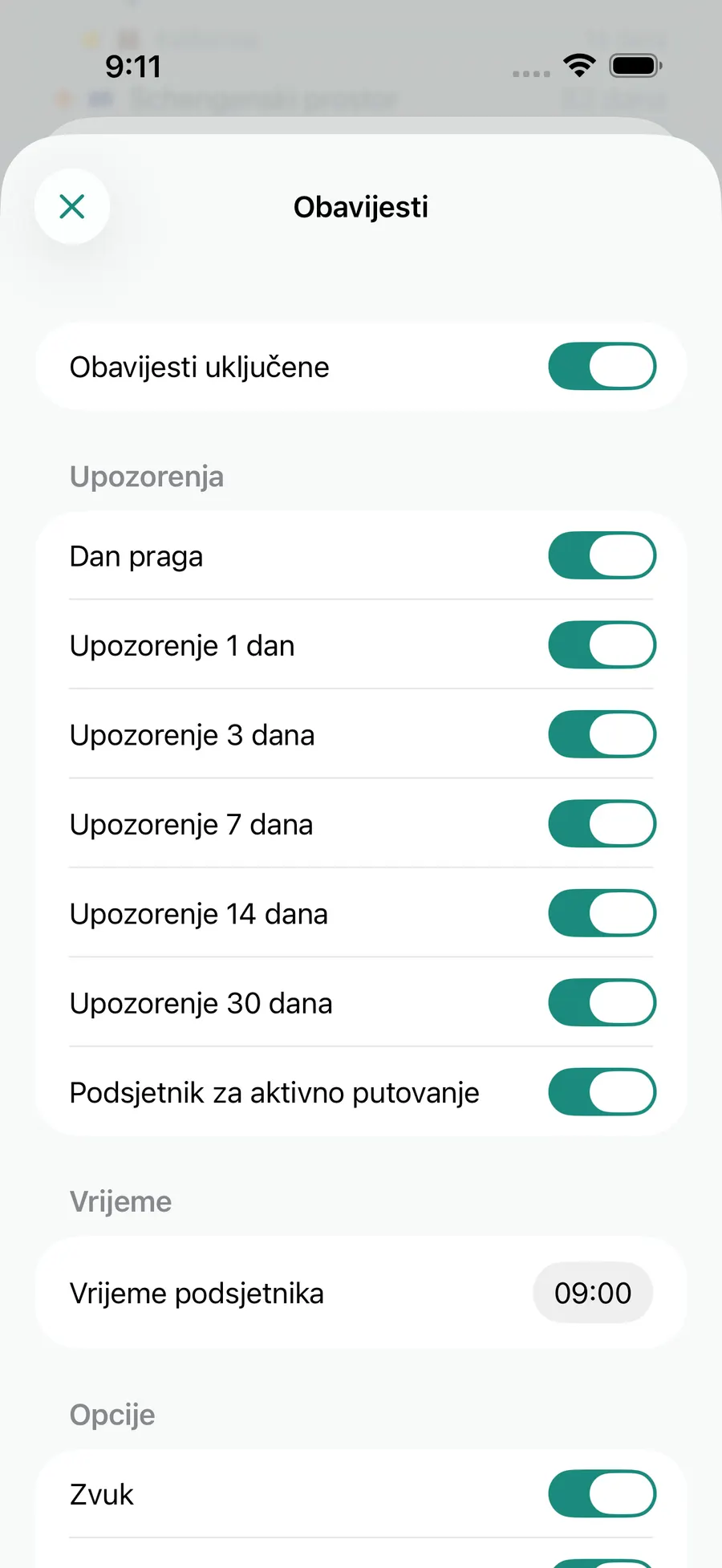 Tax Days notification settings screen