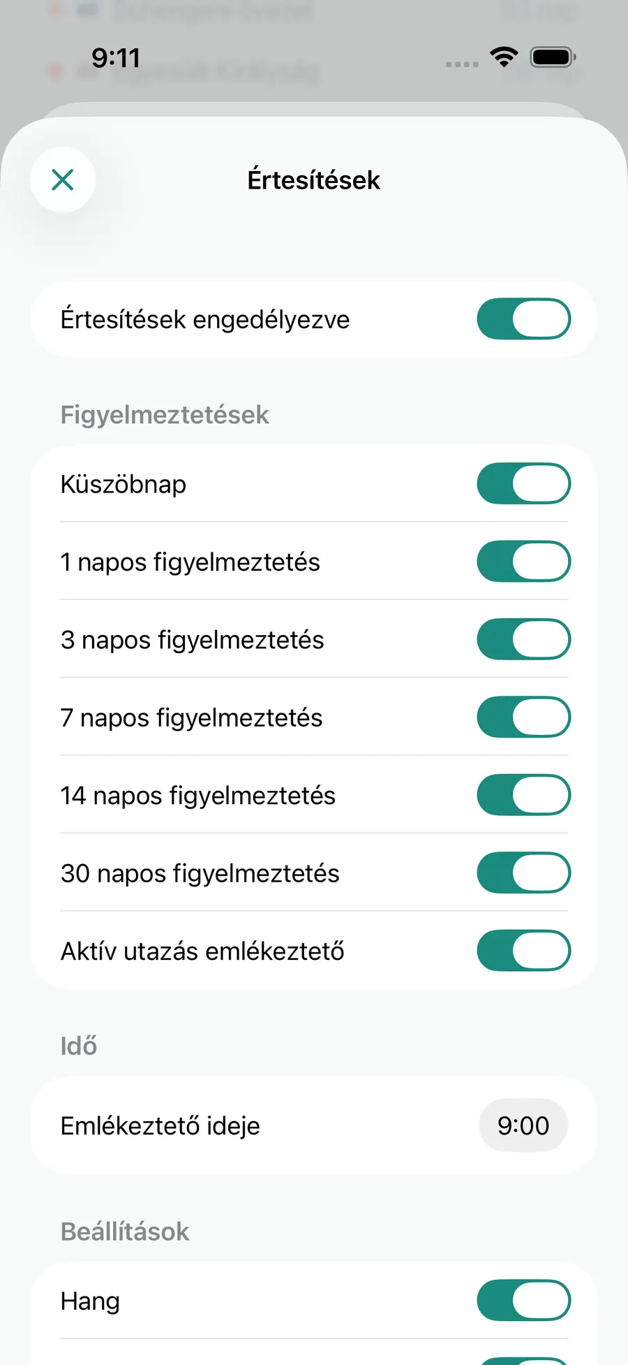 Tax Days notification settings screen