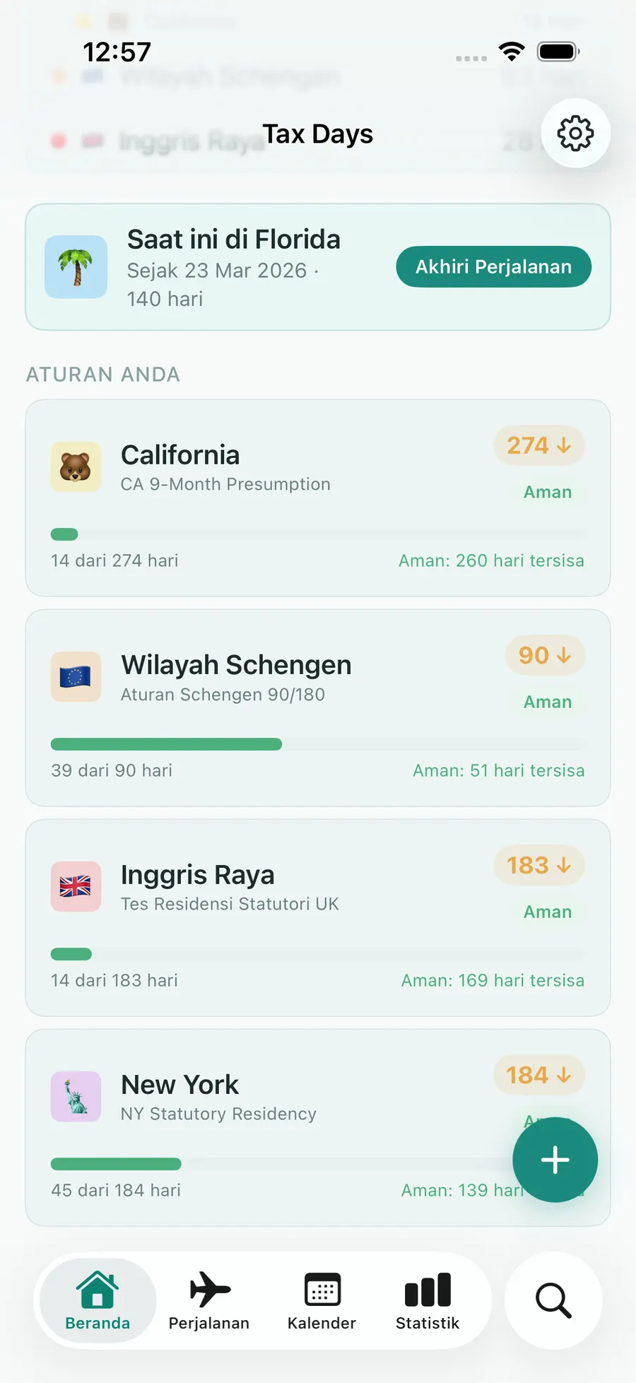 Tax Days dashboard with rule progress bars for multiple jurisdictions
