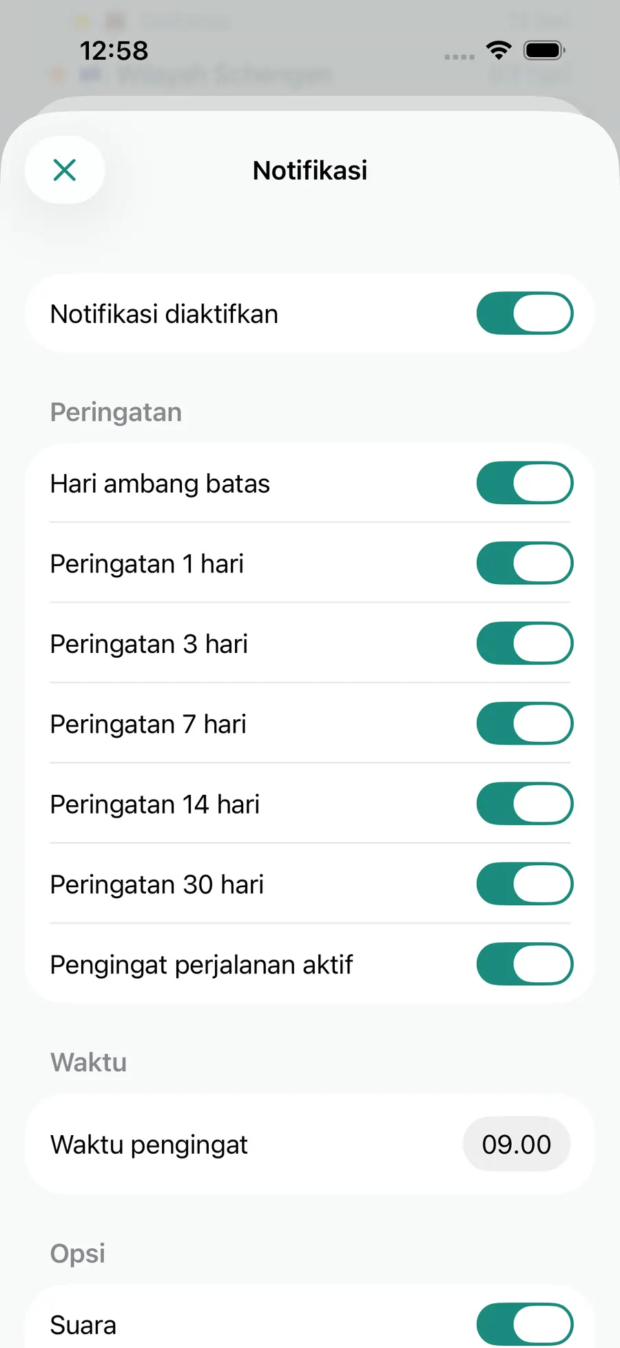 Tax Days notification settings screen