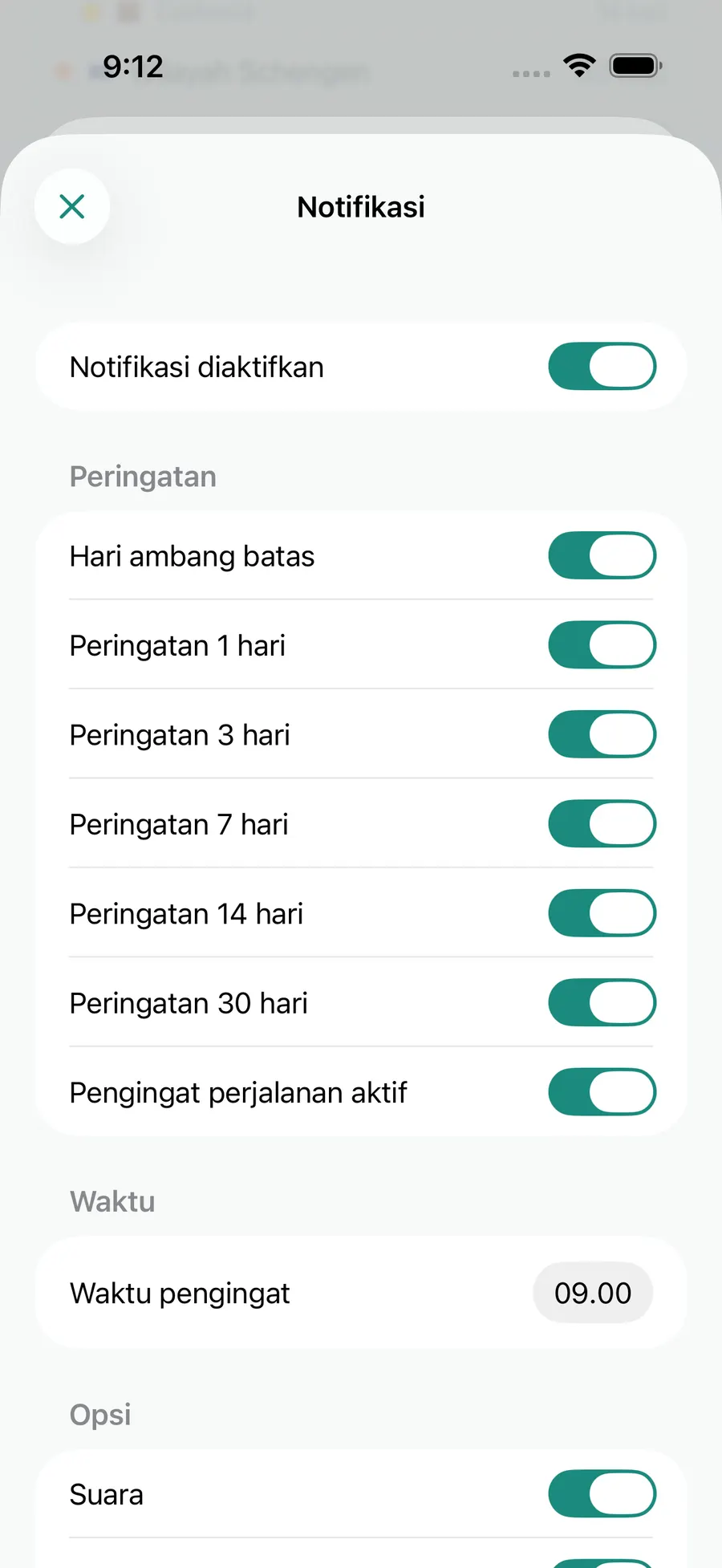 Tax Days notification settings screen