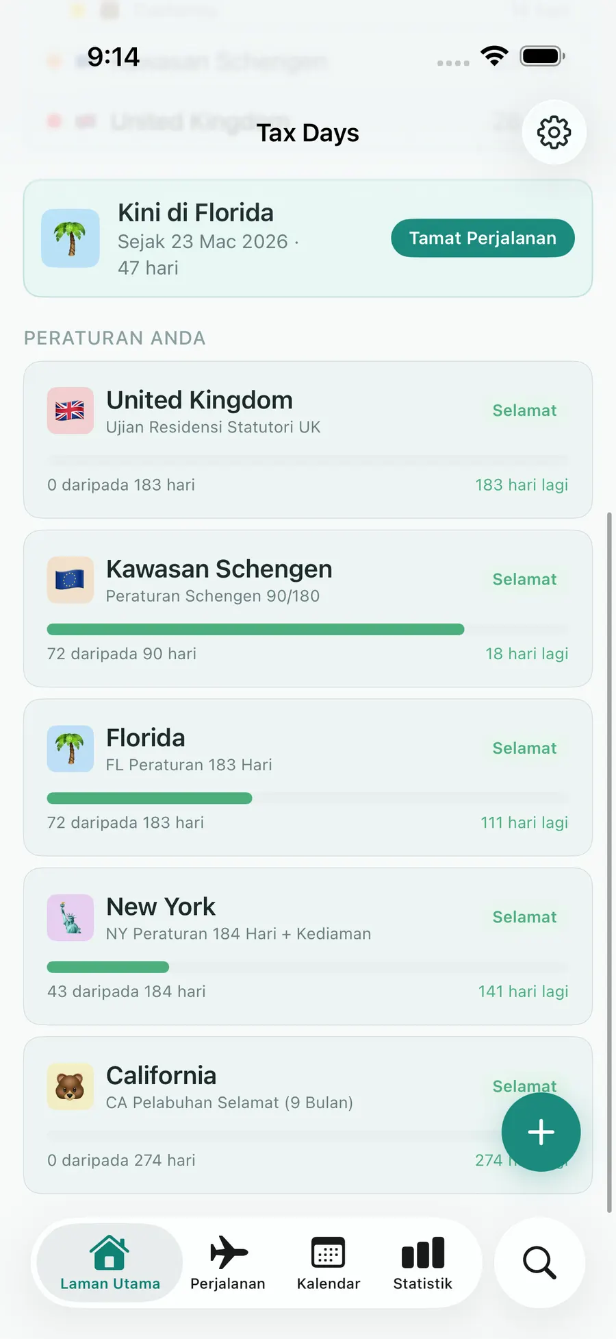 Tax Days dashboard with rule progress bars for multiple jurisdictions