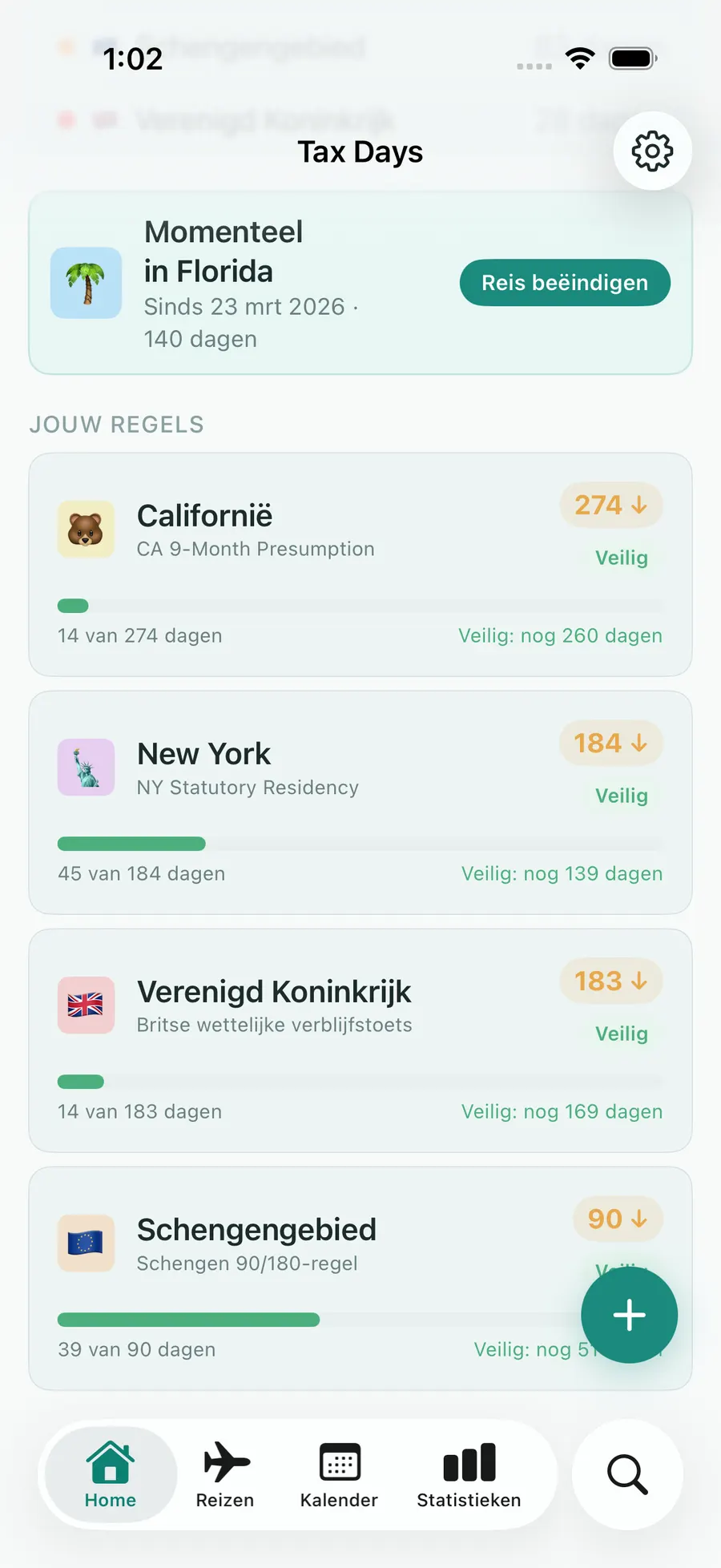 Tax Days dashboard with rule progress bars for multiple jurisdictions