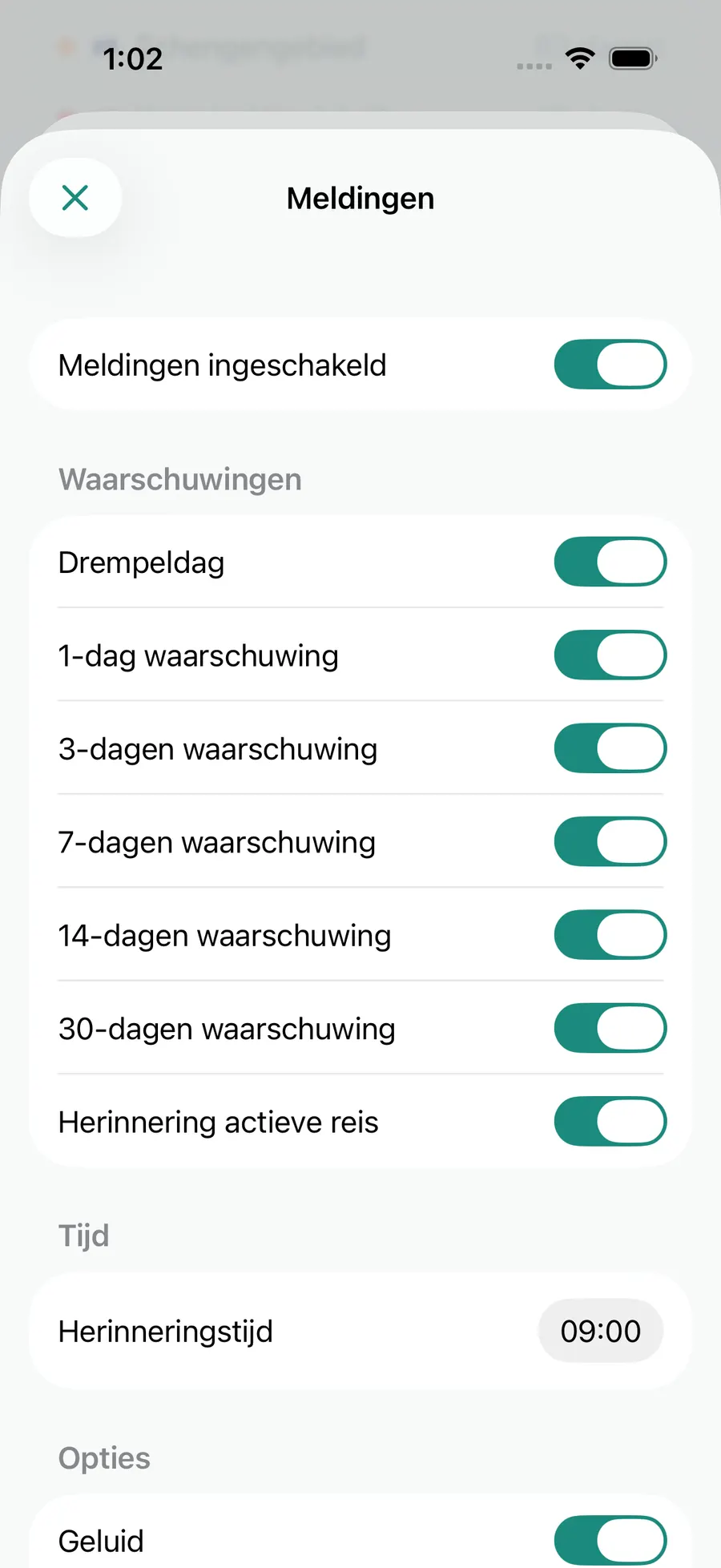 Tax Days notification settings screen