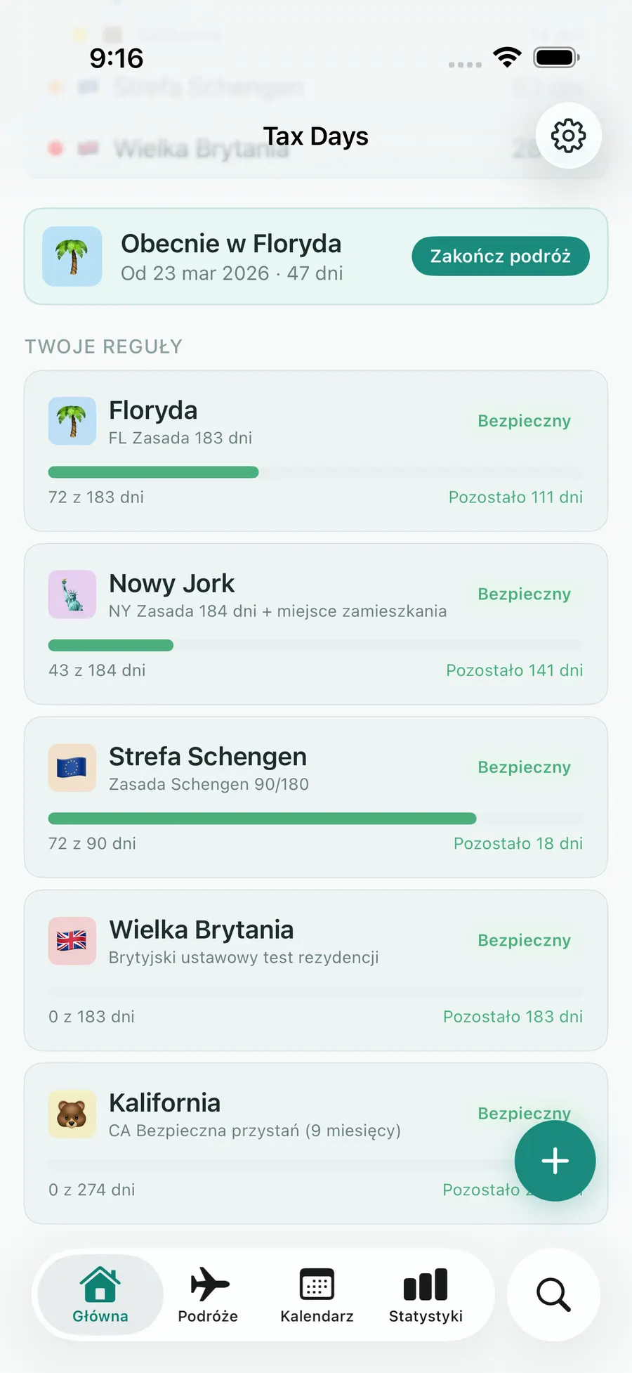 Tax Days dashboard with rule progress bars for multiple jurisdictions