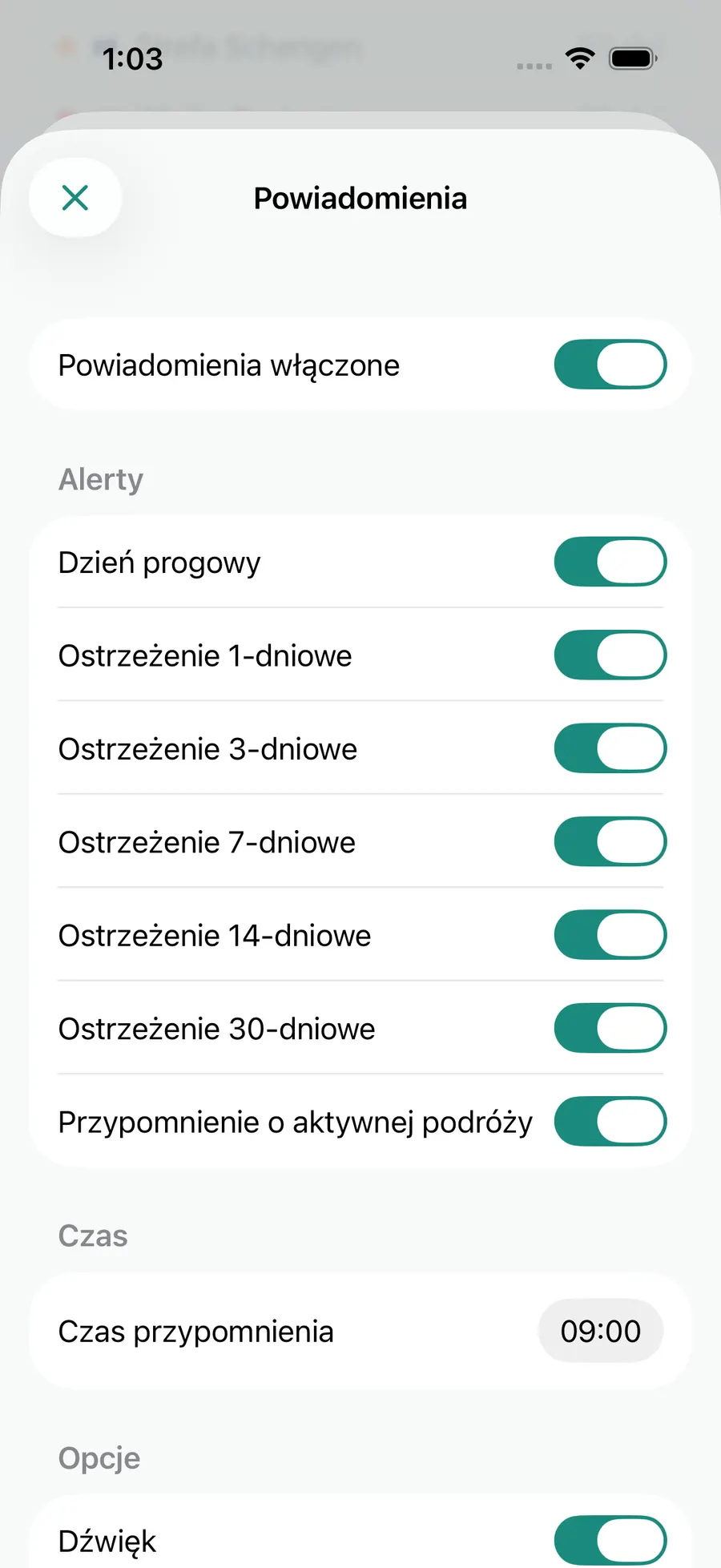 Tax Days notification settings screen