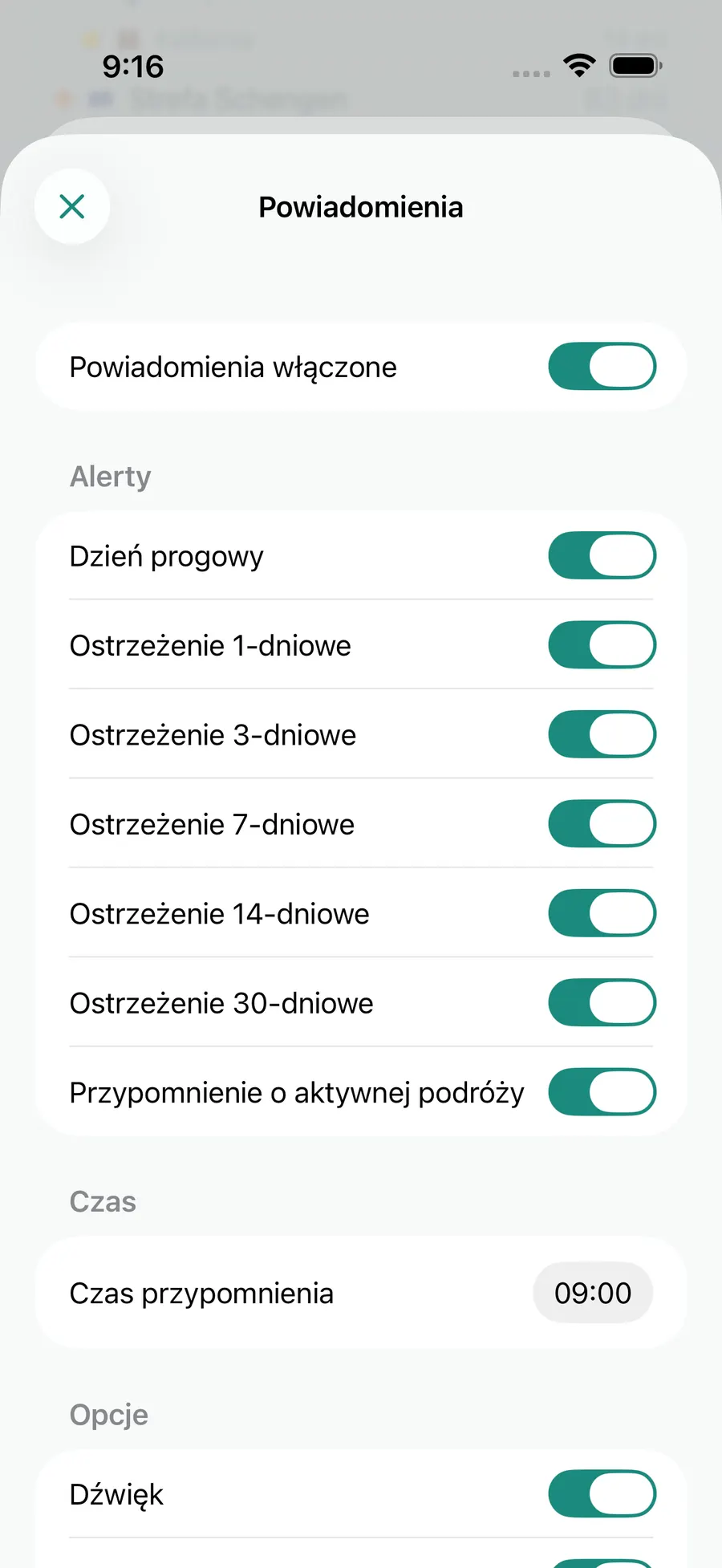 Tax Days notification settings screen
