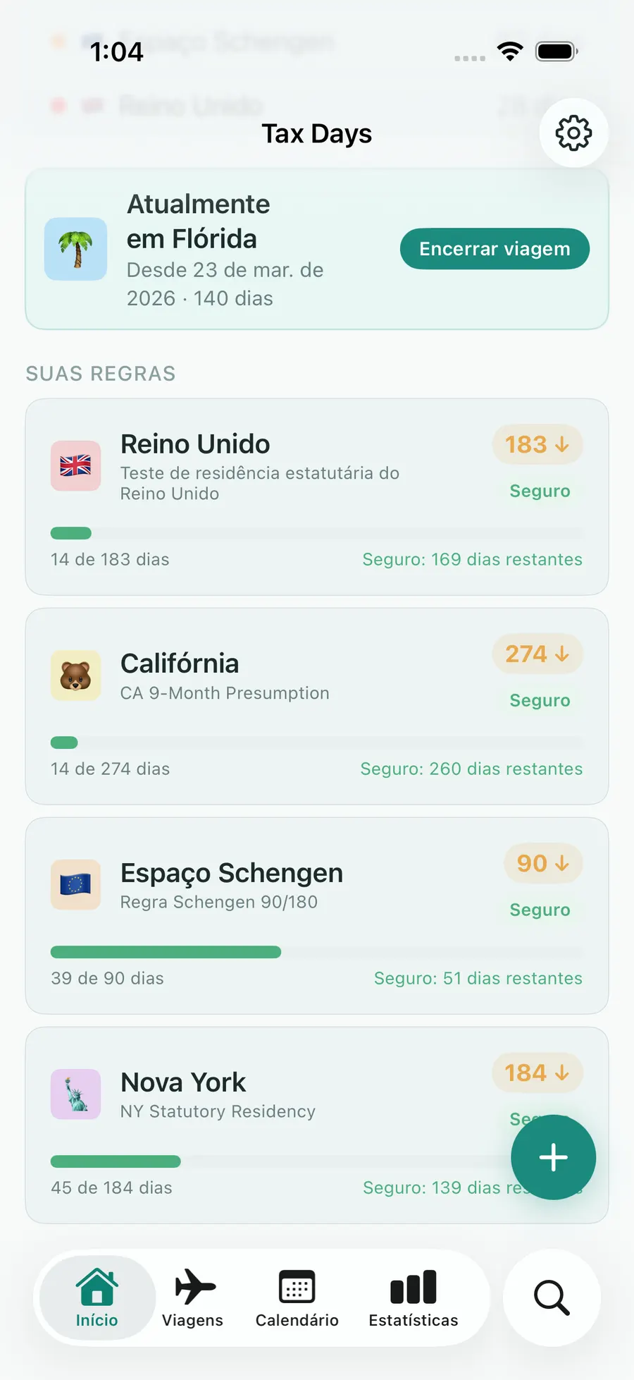 Tax Days dashboard with rule progress bars for multiple jurisdictions