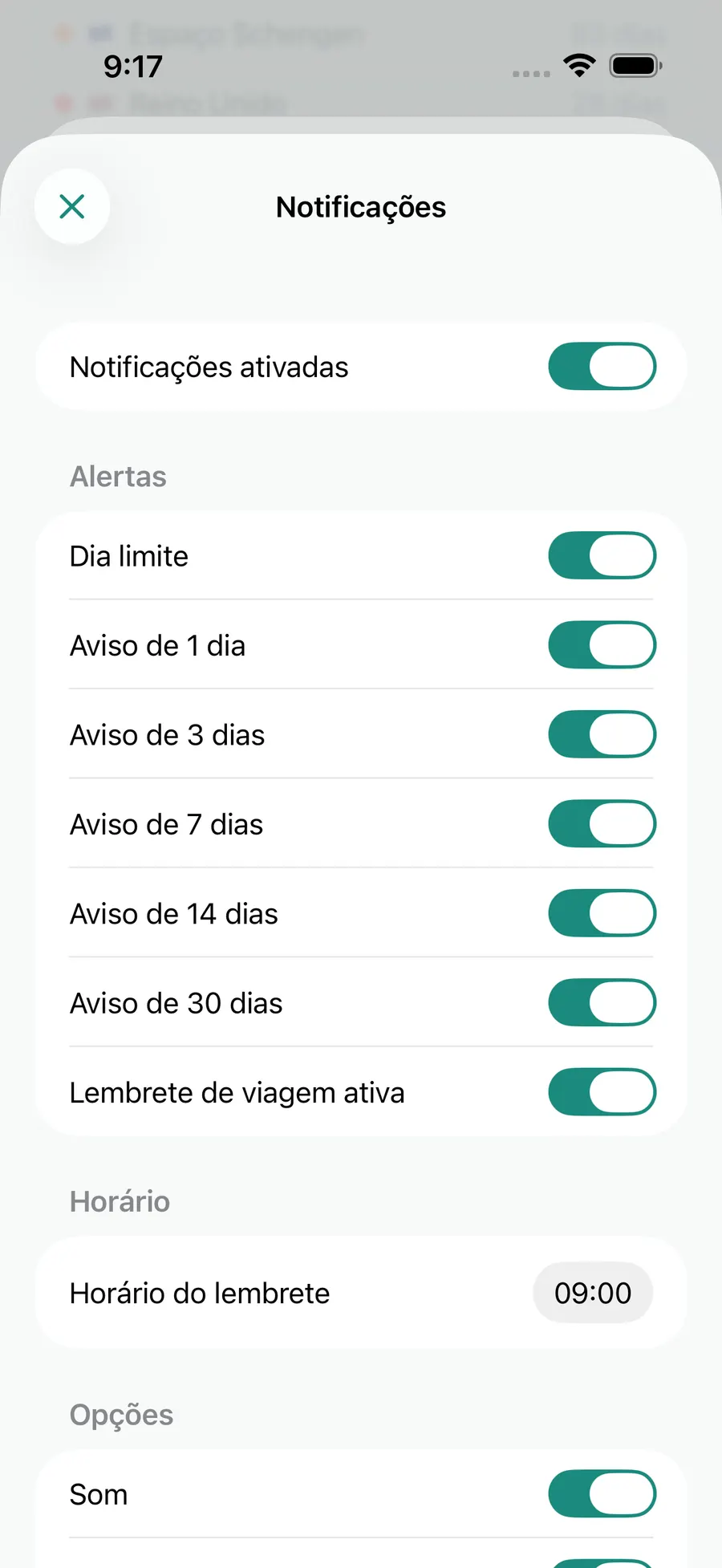 Tax Days notification settings screen
