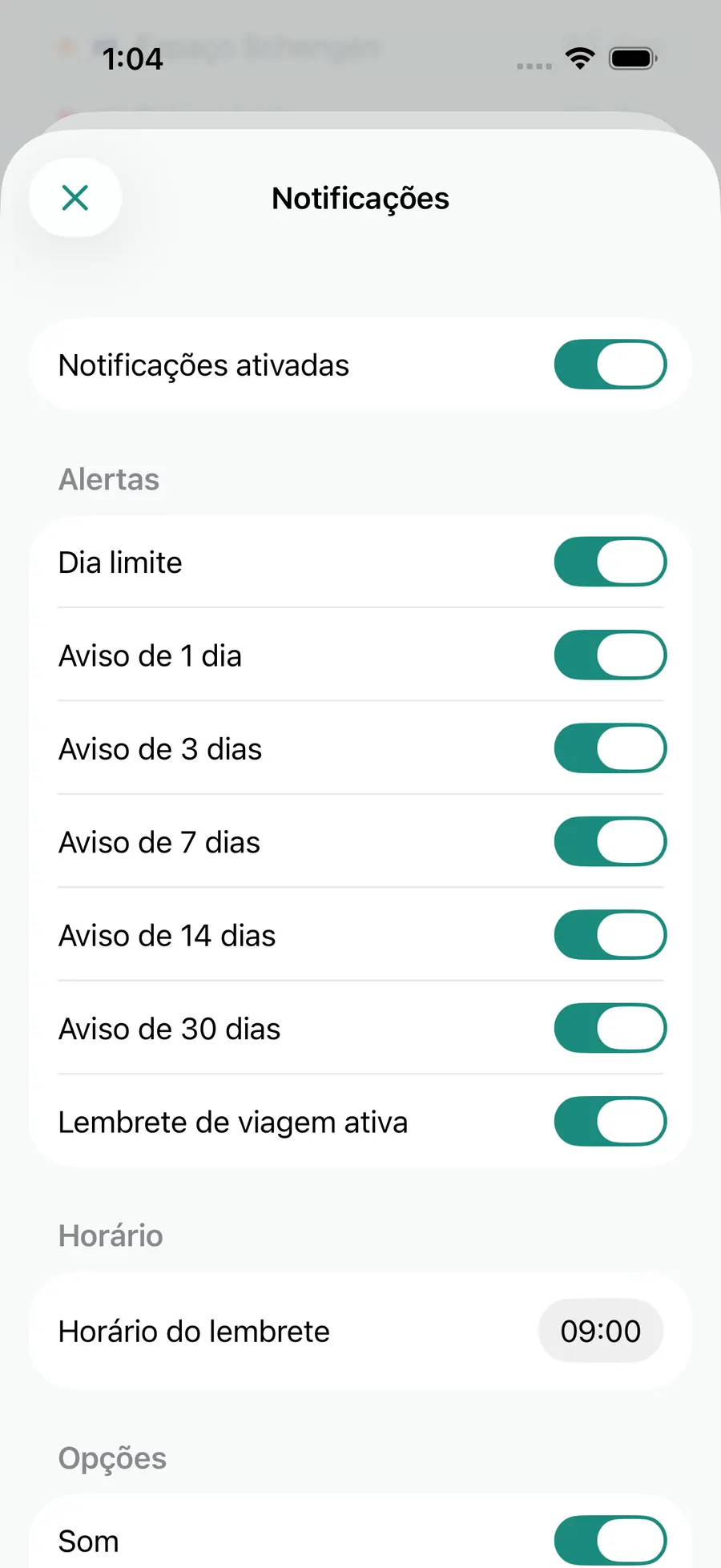 Tax Days notification settings screen