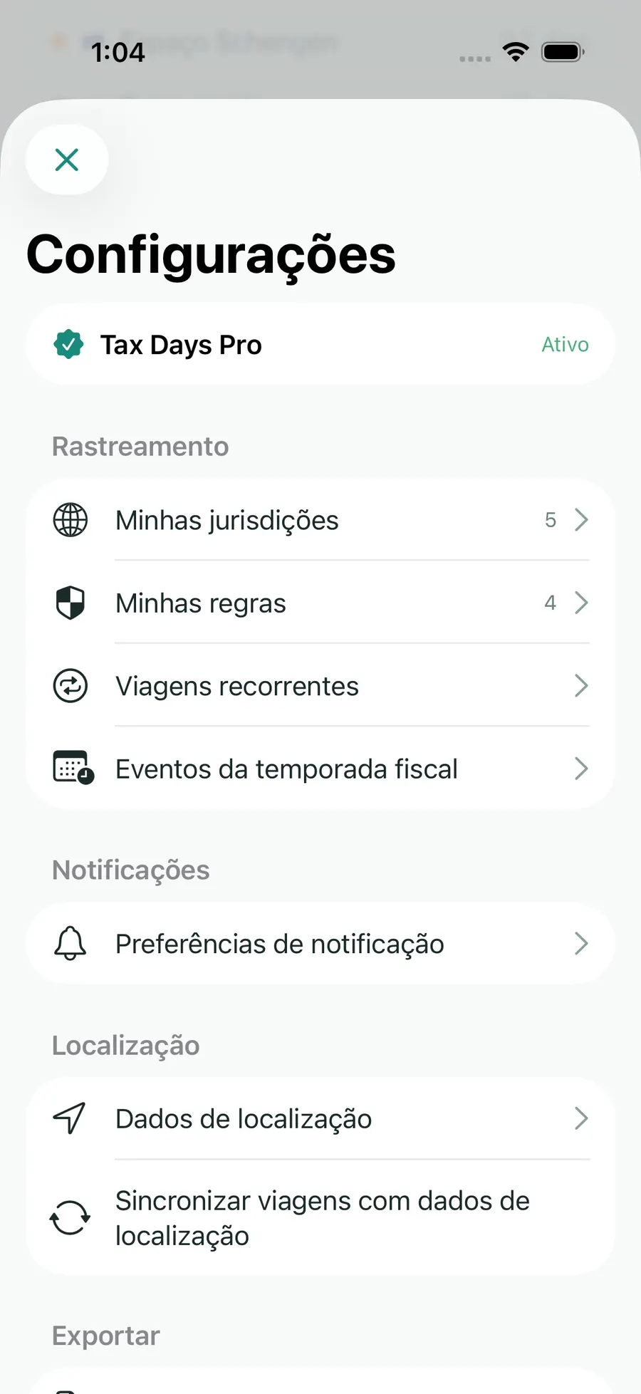Tax Days settings showing supported jurisdictions and rules