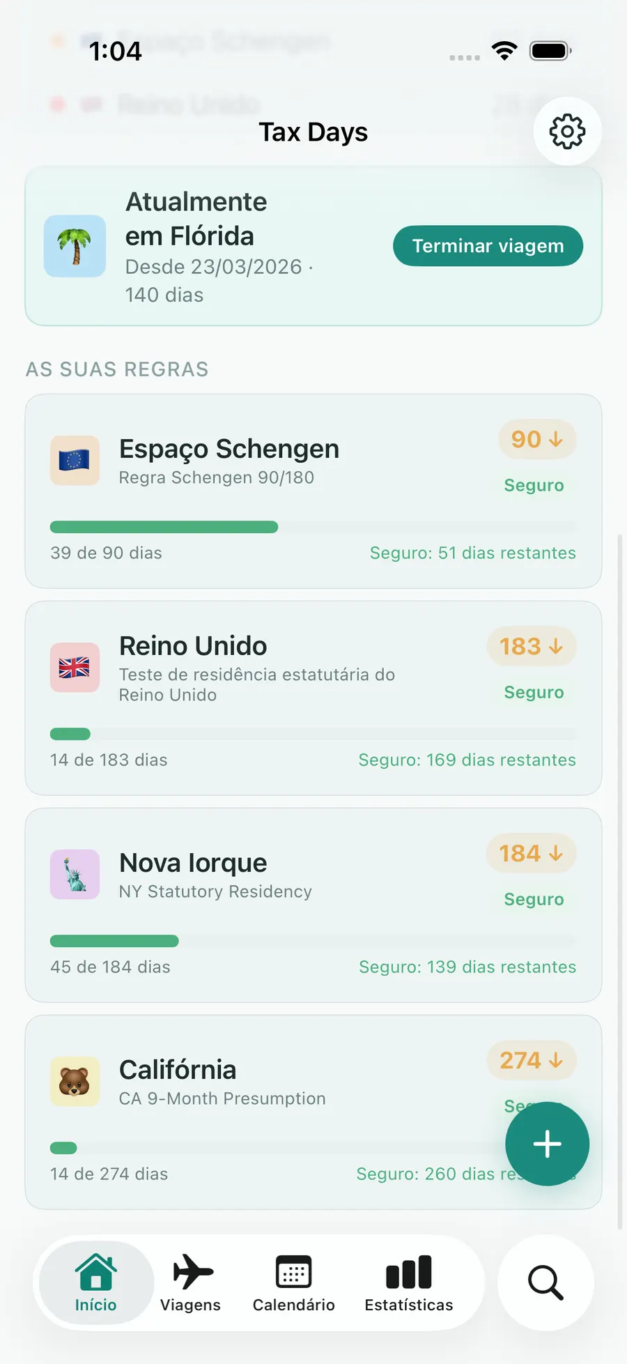 Tax Days dashboard with rule progress bars for multiple jurisdictions