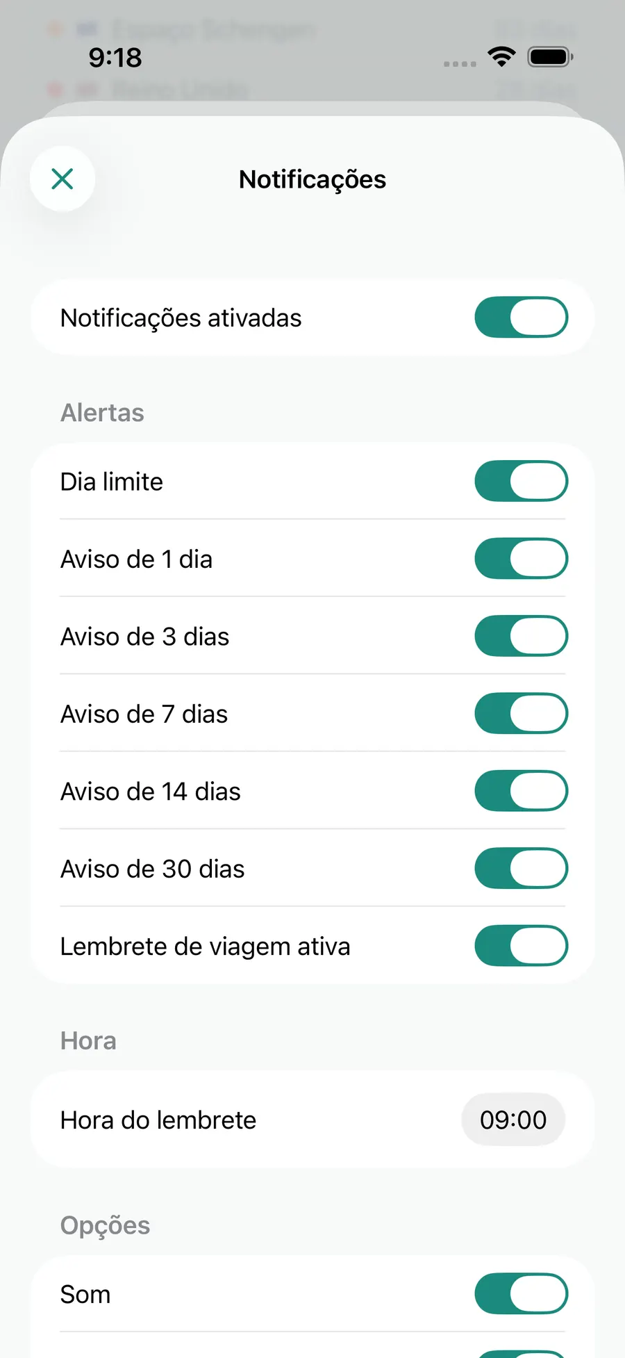 Tax Days notification settings screen