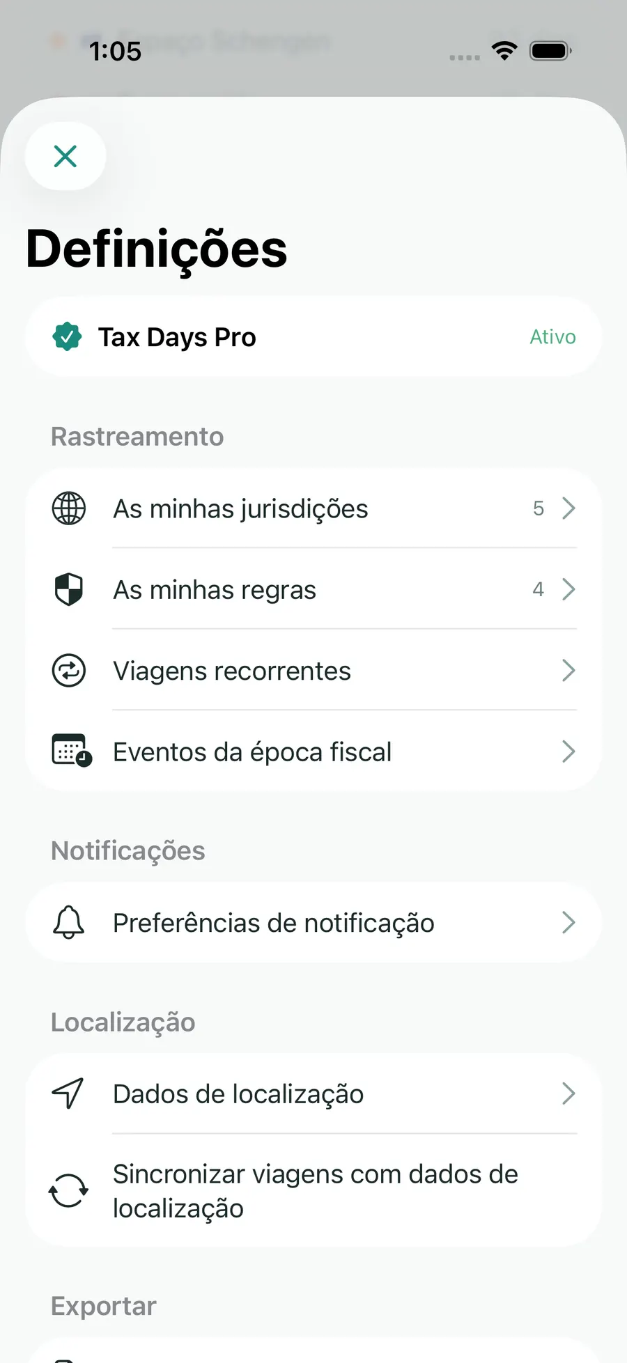 Tax Days settings showing supported jurisdictions and rules