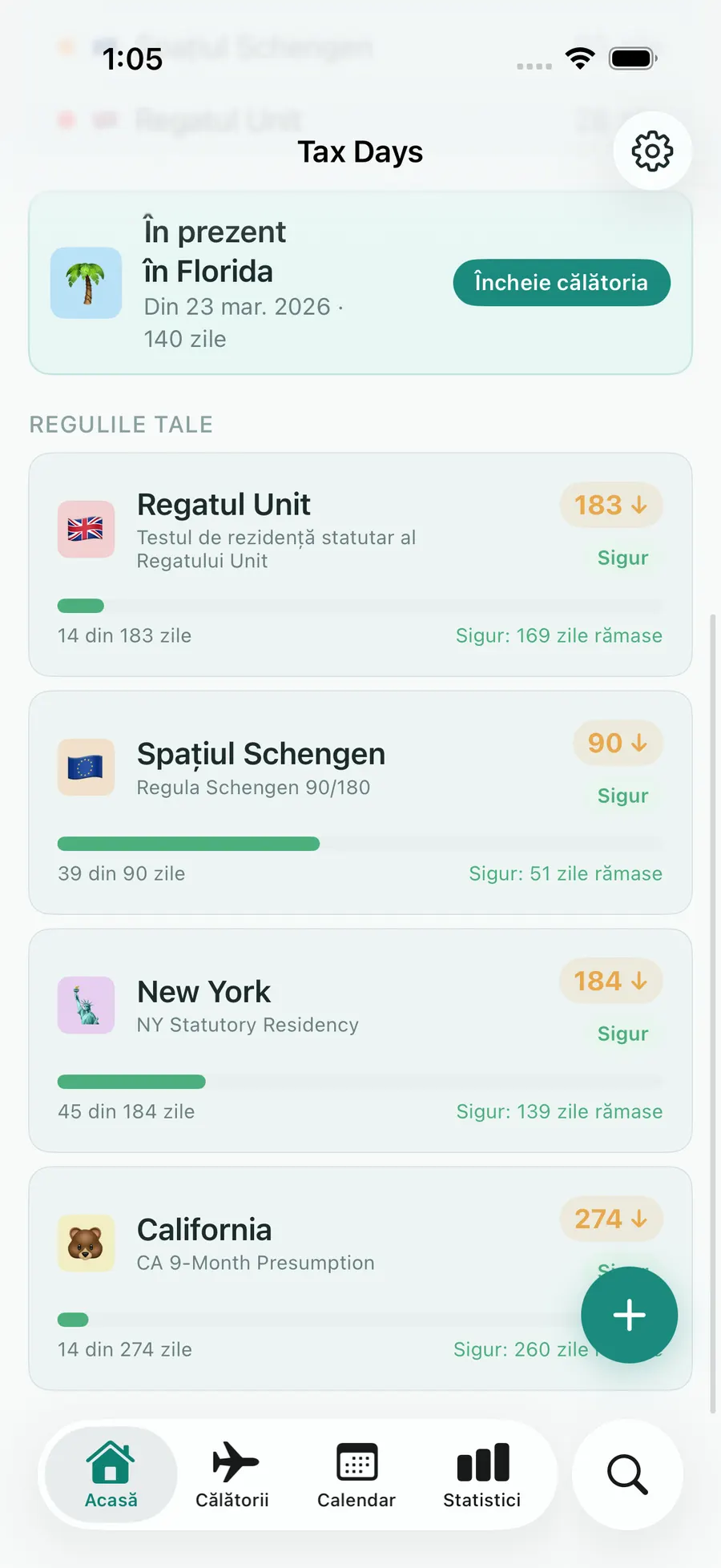 Tax Days dashboard with rule progress bars for multiple jurisdictions
