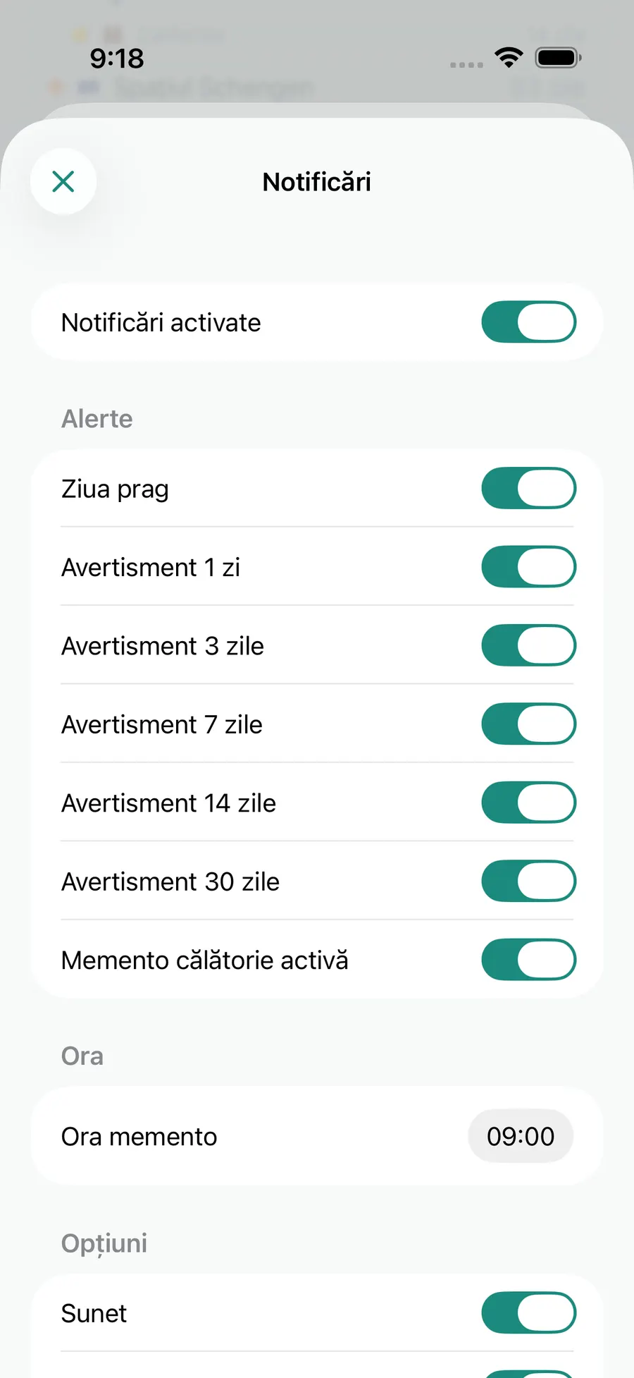 Tax Days notification settings screen