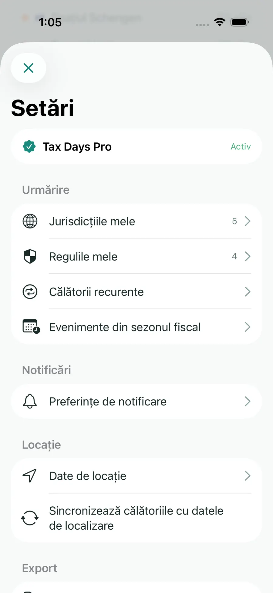 Tax Days settings showing supported jurisdictions and rules