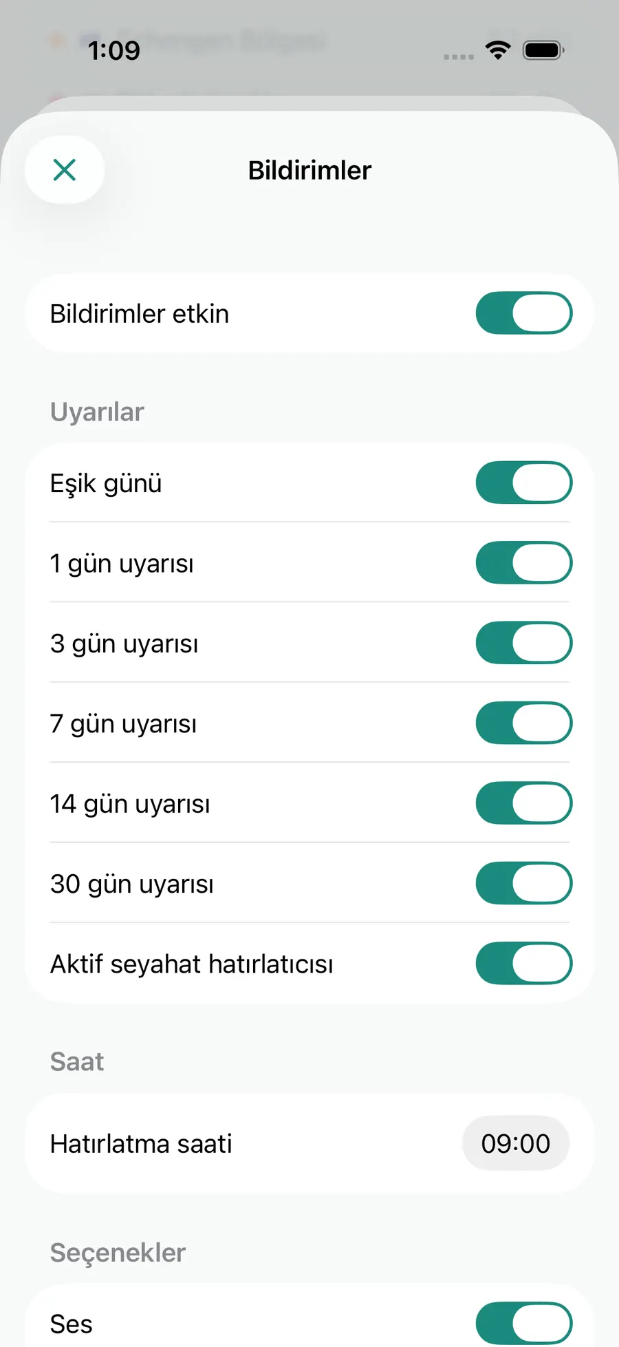 Tax Days notification settings screen